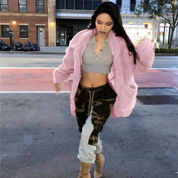 

women's fur & faux 2021 winter women mink coats fashion coat elegant thick warm outerwear ladies fake street wear, Black