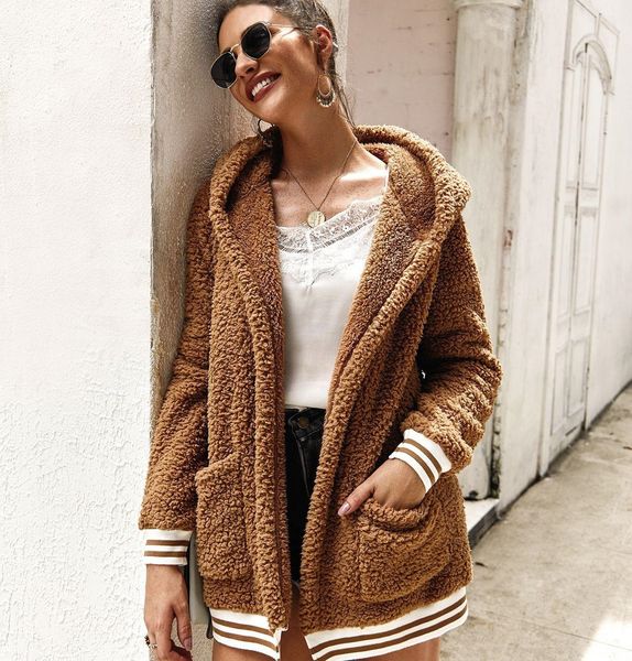 

designer original fur clothes femme autumn winter thick womens fashion sweater wrap wool cardigan shawl coat jacket warm sweaters casual, White;black