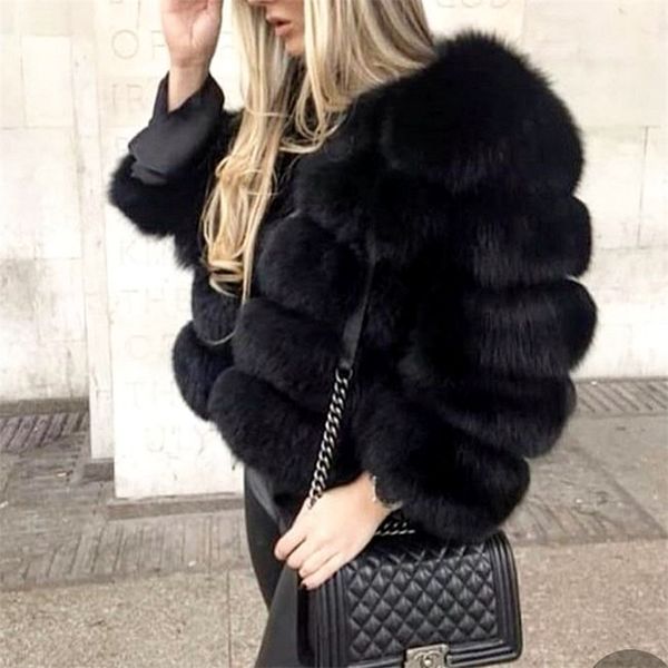 

real fox fur coat women warm real fox fur coat short slim winter genuine fur jacket fashion outwear luxury natural fox 201212, Black