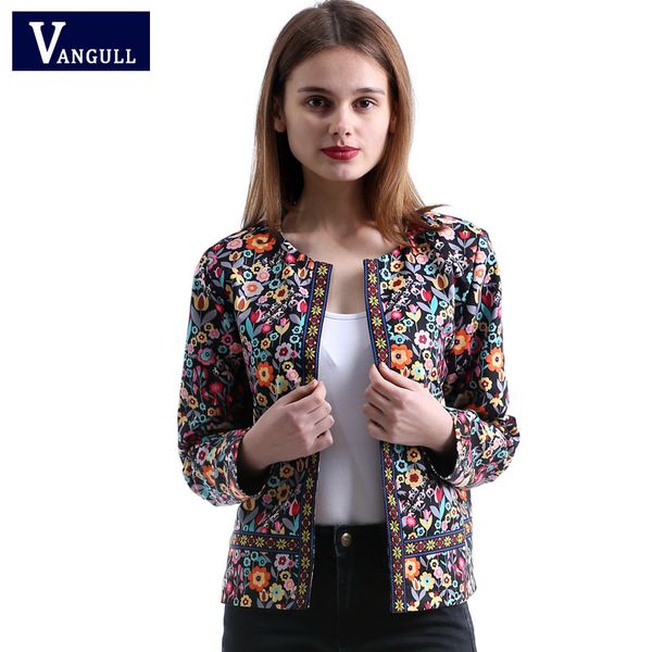 

vangull new botanical jacket autumn basic short blazers for women spring multicolor collarless female fashion elegant coat c1011, White;black