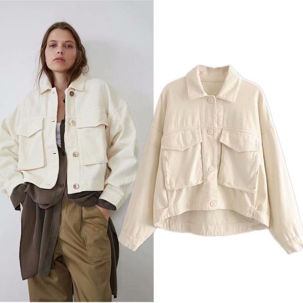 

denim autumn women jacket white pocket buttons loose casual ladies coat long sleeve jean jacket street women clothes mm60njk, Black;brown