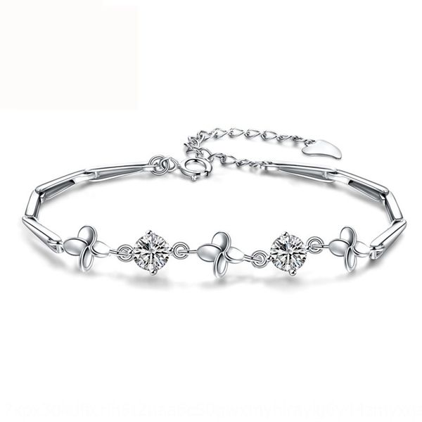 

корейская версия простой и сладкий подарок новые четыре листьев травы серебряного браслета ювелирных изделия жасмин цветок браслет любители, Golden;silver