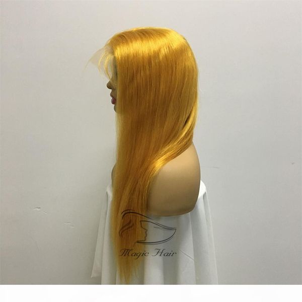 

full lace human hair wigs yellow color silky straight brazilian virgin human hair 150 density lace front wig with baby hair glueless, Black;brown