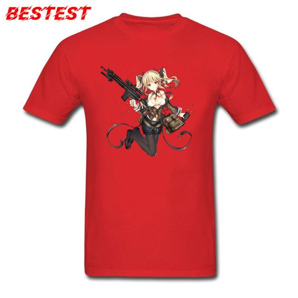 

sport anime t-shirt gun girl print t shirts men red clothes 100% cotton japan style tees short sleeve casual tshirt fitness