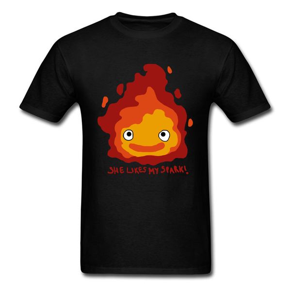 

moving castle she likes my spark 2018 cartoon for short sleeve fabric funny howl black tees 016467 sport sweatshirt hoodie t shirt