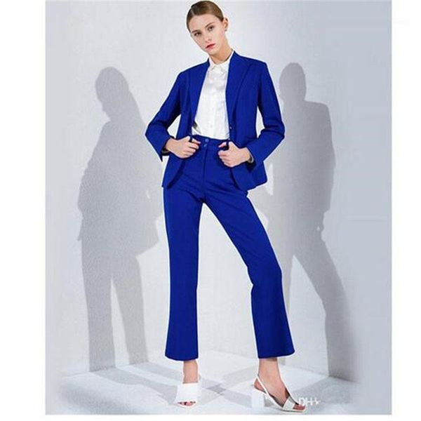 Calças de duas peças femininas Made Royal Blue 2 Set 2 Women Women Business Luses Office Office Uniform Ladies Work Wear Blazer Roupet Soffuit1