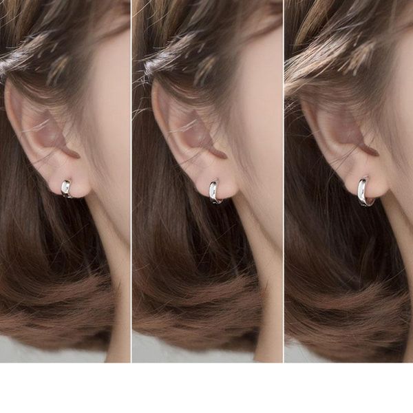 

ponykiss classic 925 sterling silver minimlist round huggie hoop earrings for women party prevent allery accessory wholesale, Golden;silver