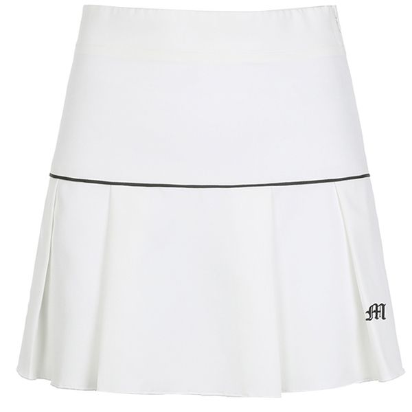 

college style letter small embroidered pleated skirt mini skirt vintage casual women skirt 2021 fashion for y1214, Black