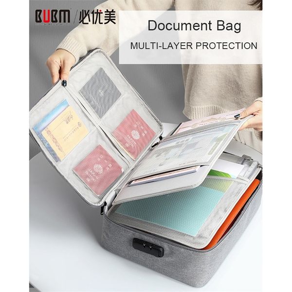 

bubm locked documents organizer,durable home safe files tickets storage messenger handbag brefcase bag for travel and office y200714, Blue;pink