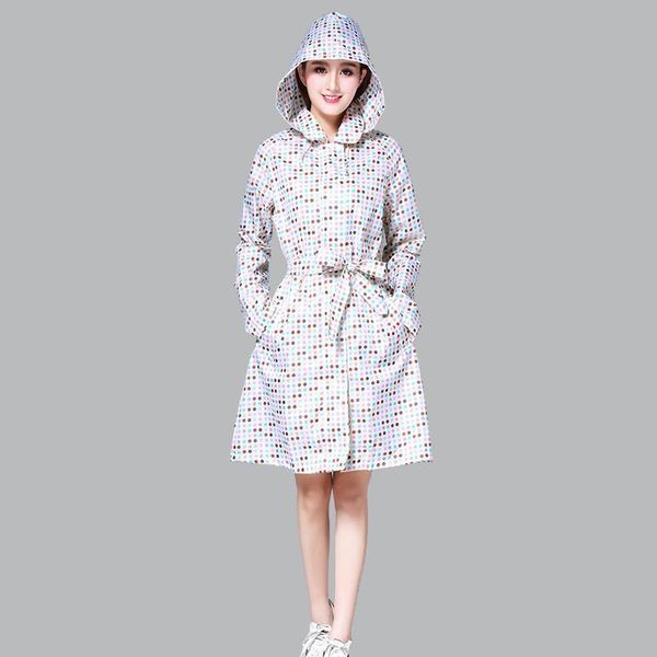 

good quality foldable 100% waterproof shiny polyester hooded rain coat girl with colorful dots full printing with bbyrlq