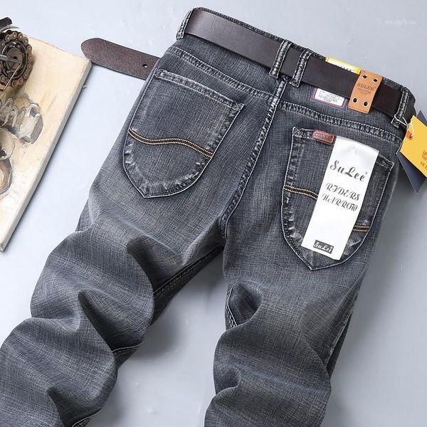

2020 sulee autumn new slim fit jeans men fashion classical denim trousers brand clothing1, Blue