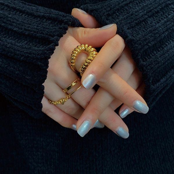 

cluster rings uilz 2021 autumn vintage big gold metal spiral open finger ring adjustable for women girls party jewelry crl093, Golden;silver