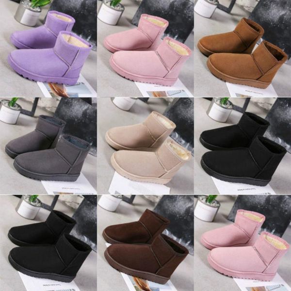 

2020 snow boots women's winter footwear plush shoes woman winter women ankle boots woman flats warm slip on bottine femme new, Black
