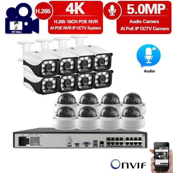 

systems hkixdiste h.265+ 16ch 4k 5mp cctv system nvr kit super outdoor two way audio security ip camera poe video surveillance set1