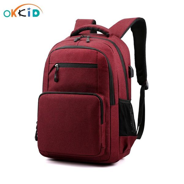 

okkid school bags for women teenage girls red school backpack usb charge book bag boy waterproof travel backpack lapbag 15.6 wmtebl