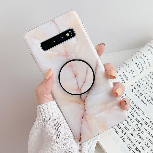 

flykylin гладкий мраморный чехол для samsung galaxy s8 s9 s10 plus s10e задняя крышка на мягком силиконовом телефоне tpu coque с держателем