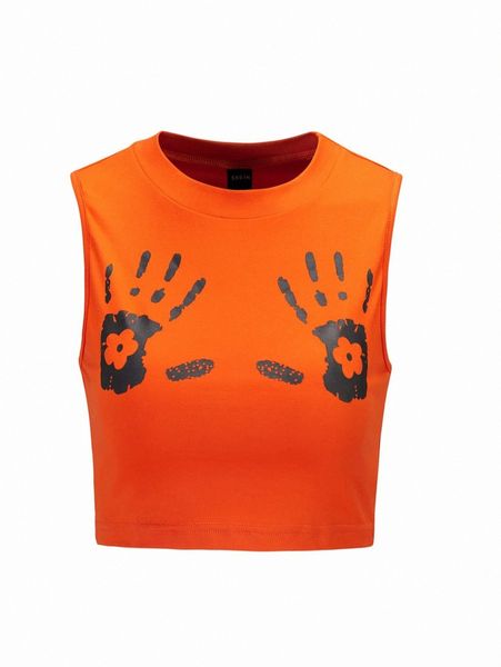

handprint crop tank f9v8#, White