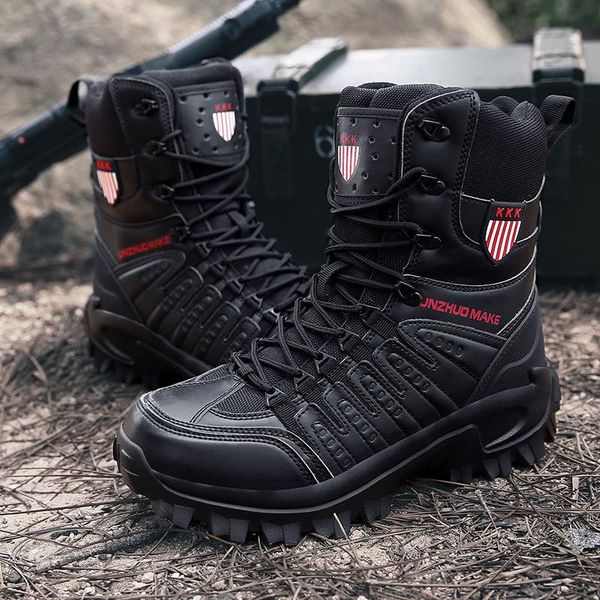 

fall 2020 men's fashion boots men's combat boots rubber work safety black brown