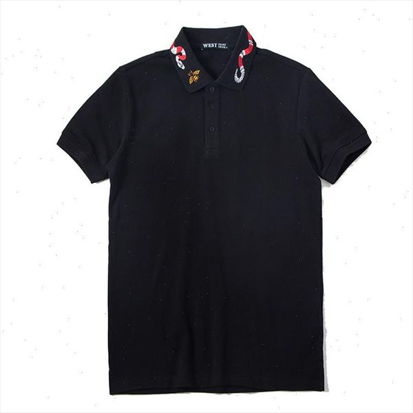 

summer bee embroidery polo shirt men brand fashion short sleeve turndown collar polos masculina ropa verano 2021 b33, White;black