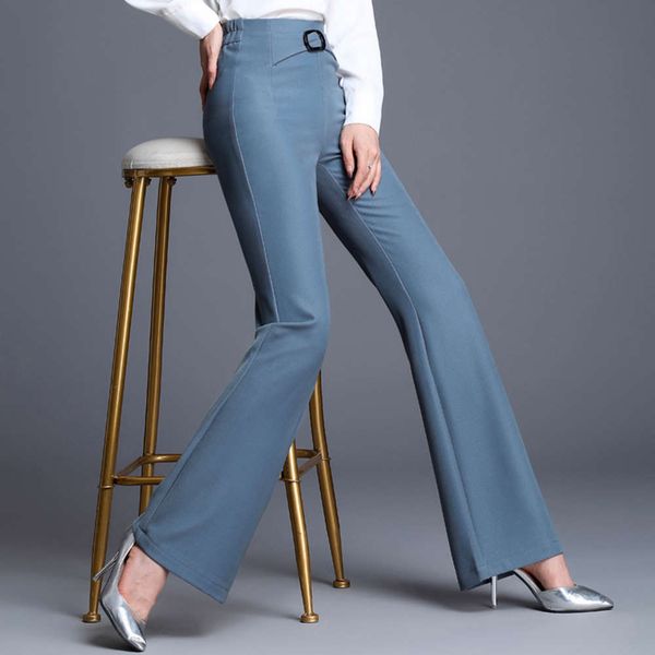 

autumn and winter 2020 new micro korean ol temperament show thin high waist flared casual women's pants, Black;white