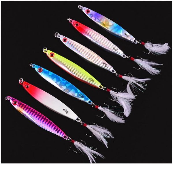 

1-7pcs laser metal jig 7g 14g 21g 30g 40g jigging lure lead fish fishing lure metal lures fishing jig supplies qylhai