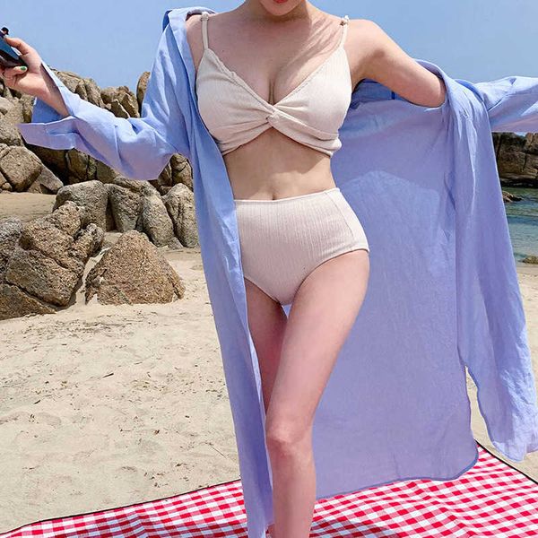 

2020 new women's swimsuit petal split bikini, White;black
