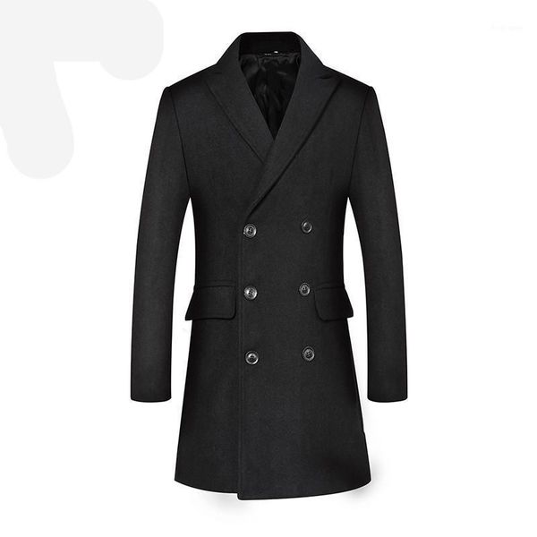 

new arrival fashion white auutmn woolen coat men casual double breasted thick size m l  2xl 3xl1, Black