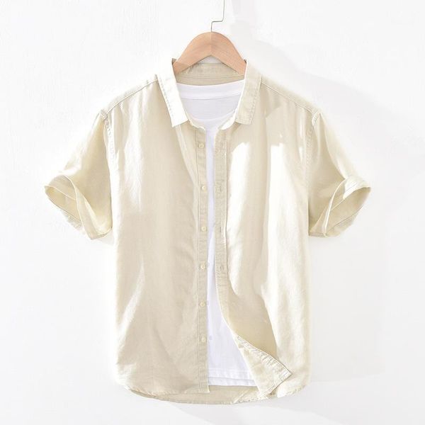 

men summer casual shirts classical basic simple design cotton linen breathable soft shirts male slim fit thin short sleeve 1, White;black