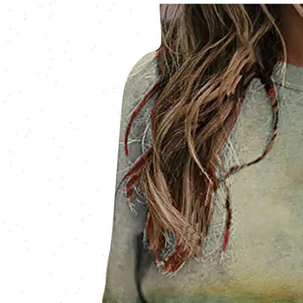 

aesthetic fall hoodie women landscape mountain print o neck sweatshirt long sleeves loose oversized blouse winter sudaderas, Black