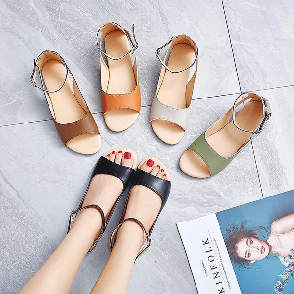 

summer sandals women plus size 43 flats female casual peep toe shoes slip on ankle strap flip flops leisure solid footwear1, Black