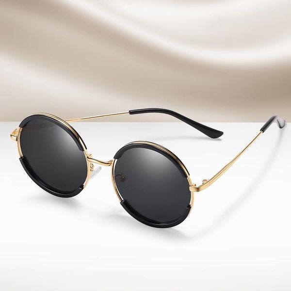 

women sunglasses polarized ladies sun glasses gradient lens round uv400 eyewear oculos lunette de soleil femme, White;black