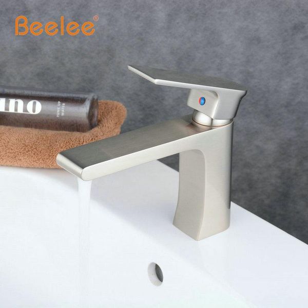 

beelee contemporary brass single handle bathroom waterfall faucet mixer tap with bathroom brush nickel faucet bl63