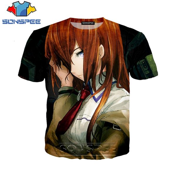 

steins gate anime 3d print shirts hippie comics plus size men clothing