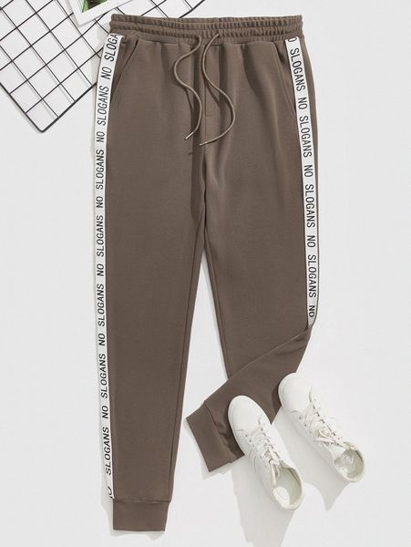 

men contrast letter sideseam joggers j8dx#, Black