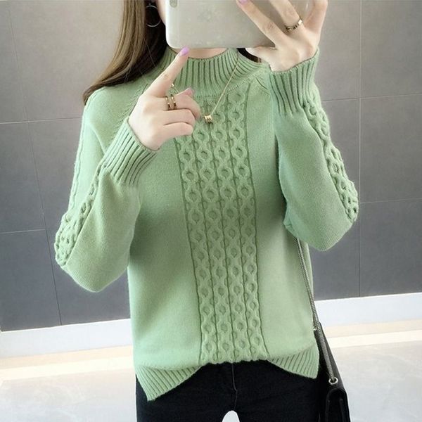 

casual women pullovers knitted sweater autumn turtleneck pullovers knitted sweater office lady female knitwear 201120, White;black