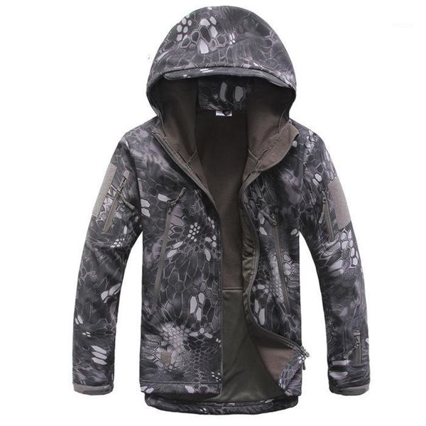 

outdoor waterproof softshell jacket hunting windbreaker ski coat rain camping fishing tactical clothing men1, Black;brown