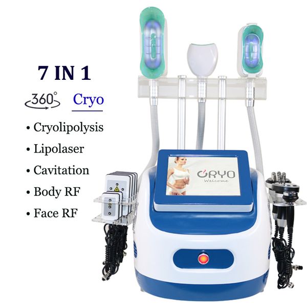 Mais novo 7 em 1 máquina de crioterapia Cryolipolysis RF Cavitação emagrecimento emagrecimento abdômen cryolipolyse Fatelipolyse Máquinas de congelamento à venda