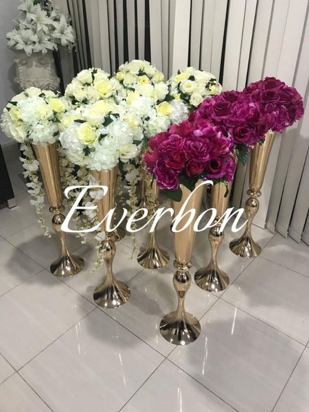 

party decoration sell shiny gold wedding flower vase 75 cm tall table centerpiece