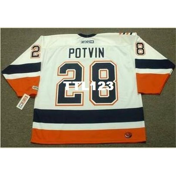 

men #28 felix potvin new york islanders 1999 ccm hockey jersey or custom any name or number retro jersey, Black