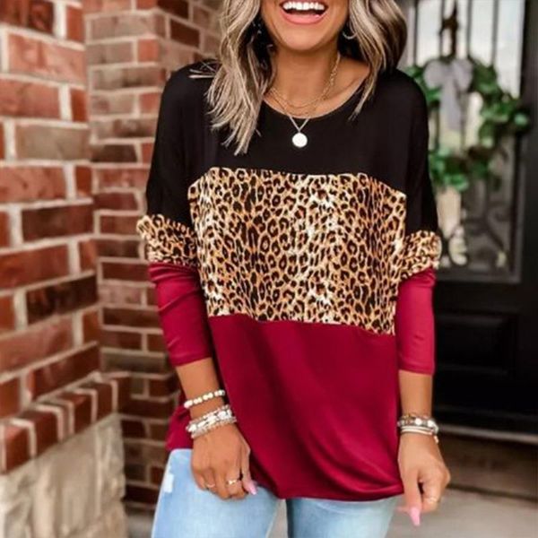 

women's t-shirt long sleeve round neck pullover shirt fashion elegant shirts casual stitching loose large size spring autumn, White