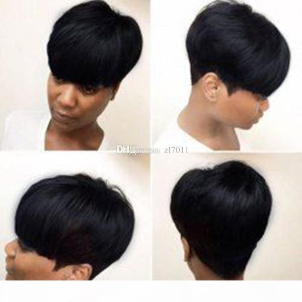 

unprocessed human hair short pixie cut hair short black hairstyles human hair wigs for women brazilian hairpieces women fashion wigs, Black;brown