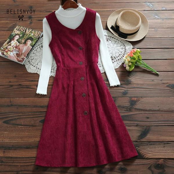 

women corduroy dress autumn winter suspender sundress sarafan slim sleeveless vest dress female casual vintage dresses vestidos1, Black;gray