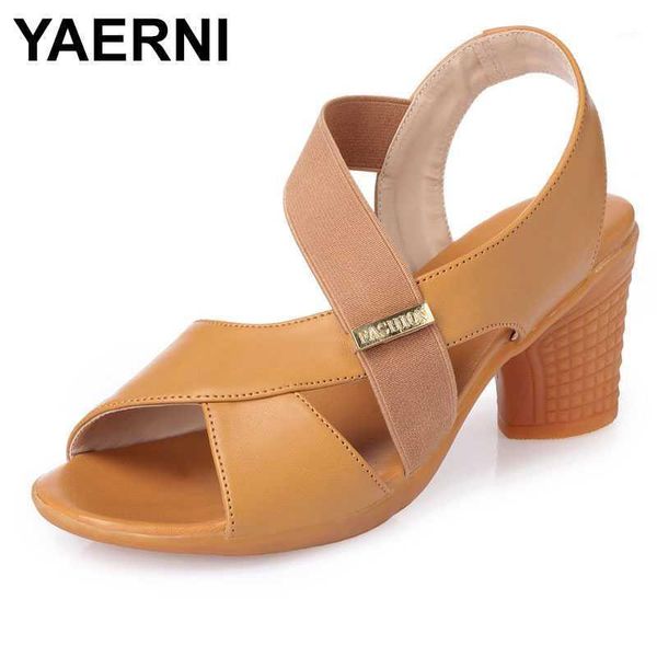 

sandals yaerni fish mouth summer women soft bottom high heels genuine leather fashionable leisure shoes largesandal1, Black