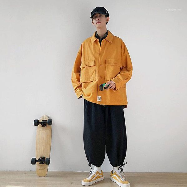 

men loose casual cargo jacket male streetwear hip hop fashion shirt style coat spring autumn outerwear plus size m-5xl1, Black;brown