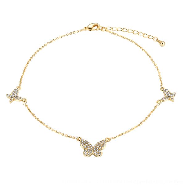 

u89rq ins butterfly element chain 18k real anklet micro gold braceletpopular jewelry bracelet braceletbutterfly zircon bracelet and inlai, Golden;silver
