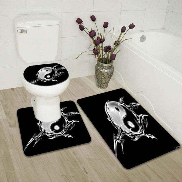 

oriental tai chi yin yang bathroom cover non-slip absorbent floor mat toilet cover carpet mat 3d printing bathroom mat