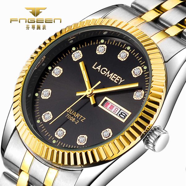 

low price fenzun couple men's and waterproof high grade gold fashion watch wome