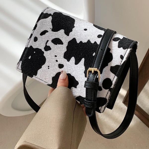 

shoulder bags trend cow print square bag for women's luxury pu flap casual all-match ladies crossbody fashion design handbag