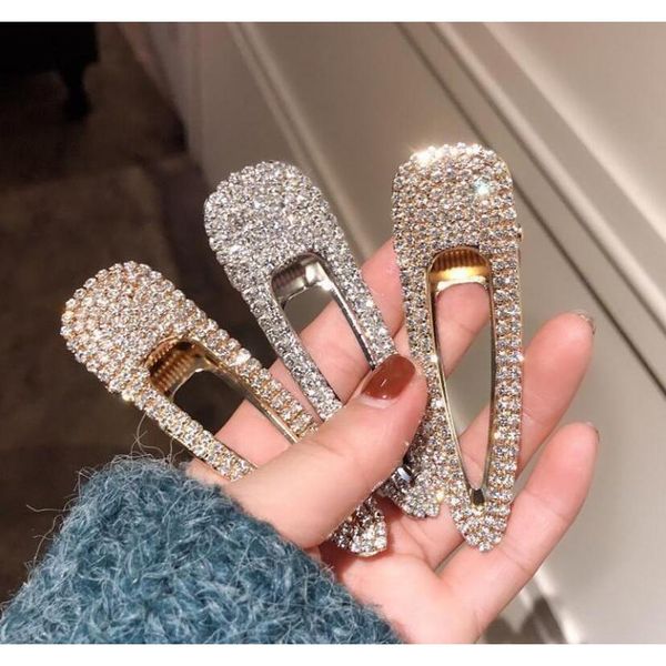 

4pcs shiny crystal metal minimalist hair accessories elegant women barrettes hair clip hairgrips duckbill clip hairpins vlkay, Golden;silver