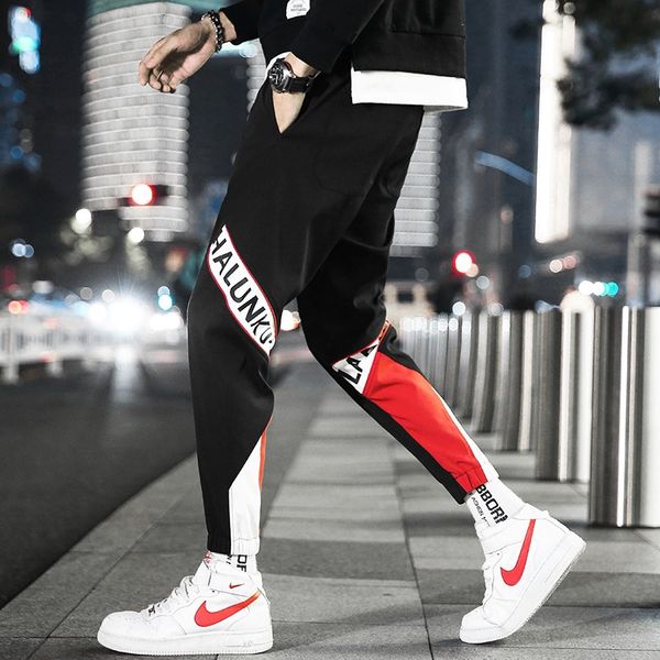 

мужской маленькой нога мужских новой capris тенденции мода рыхлых моды бренд открытой уличный танец повседневные брюки случайные брюки брюки, Blue